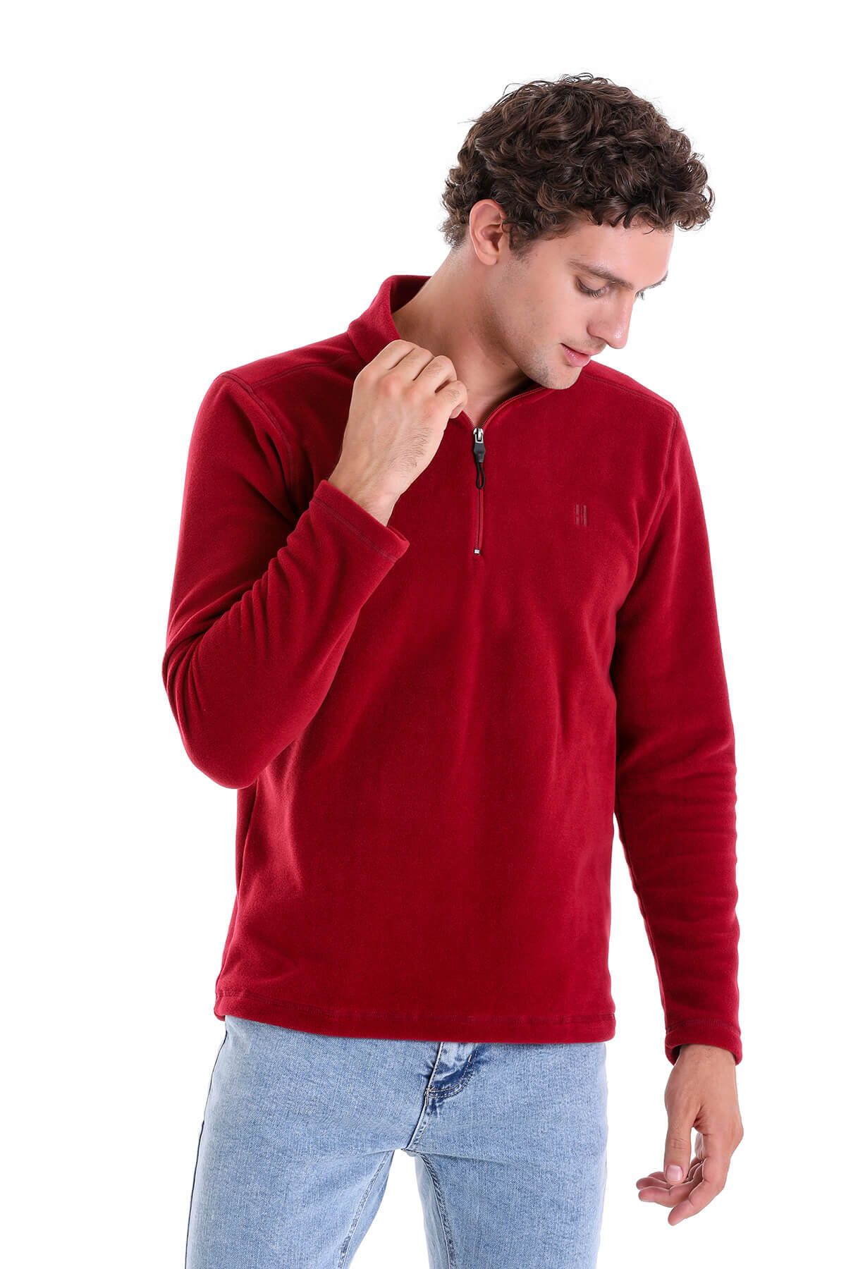 Regular Fit Fleece Burgundy Mock Neck Sweatshirt - MIB