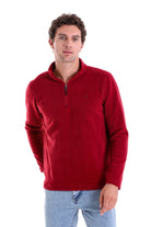 Regular Fit Fleece Burgundy Mock Neck Sweatshirt - MIB