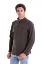 Regular Fit Fleece Khaki Mock Neck Sweatshirt - MIB