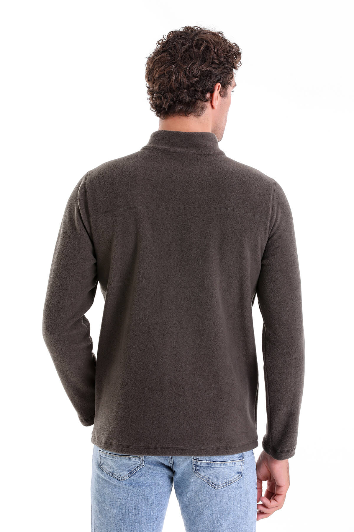 Regular Fit Fleece Khaki Mock Neck Sweatshirt - MIB