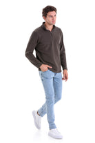 Regular Fit Fleece Khaki Mock Neck Sweatshirt - MIB