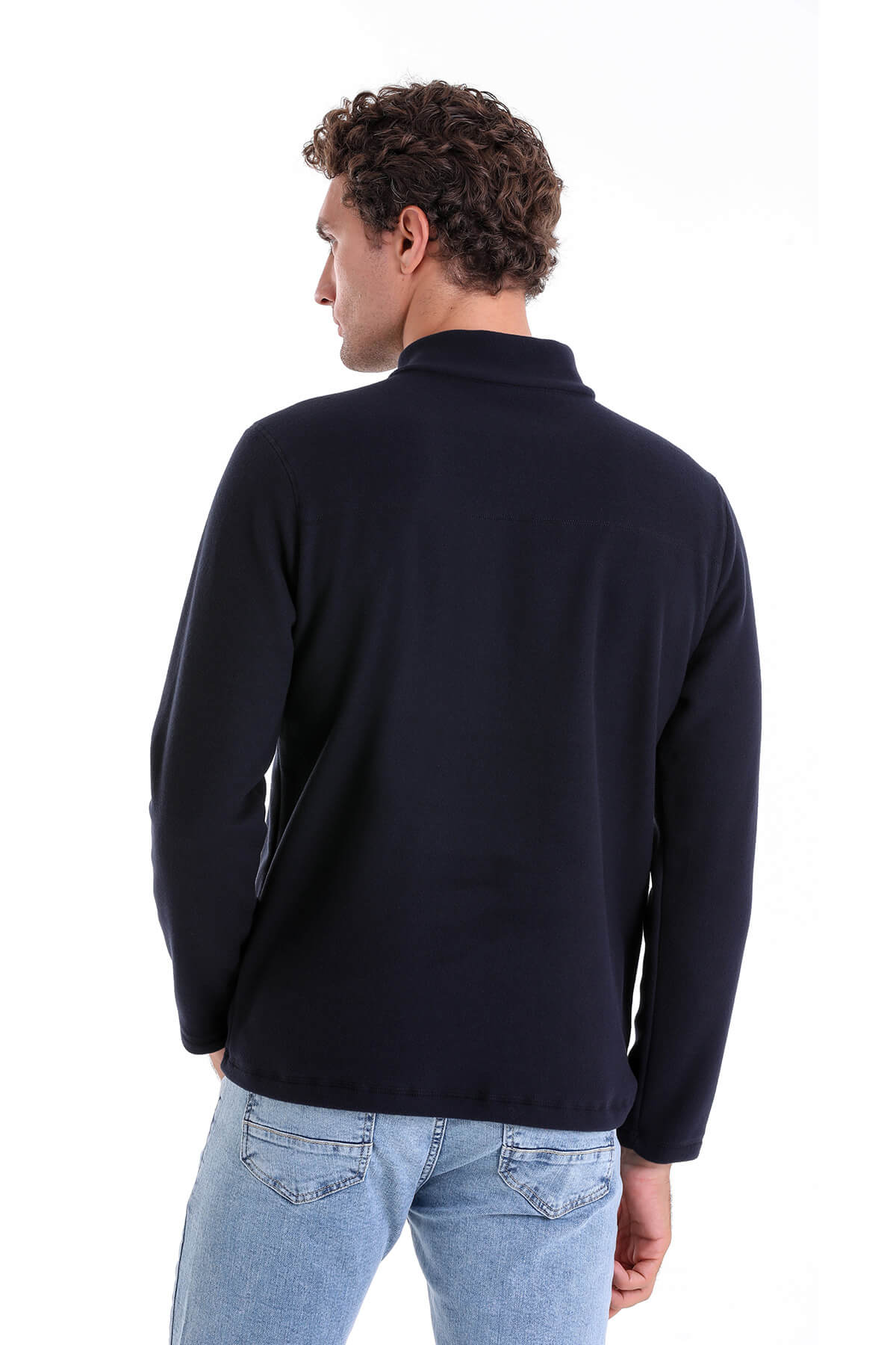 Regular Fit Fleece Navy Mock Neck Sweatshirt - MIB