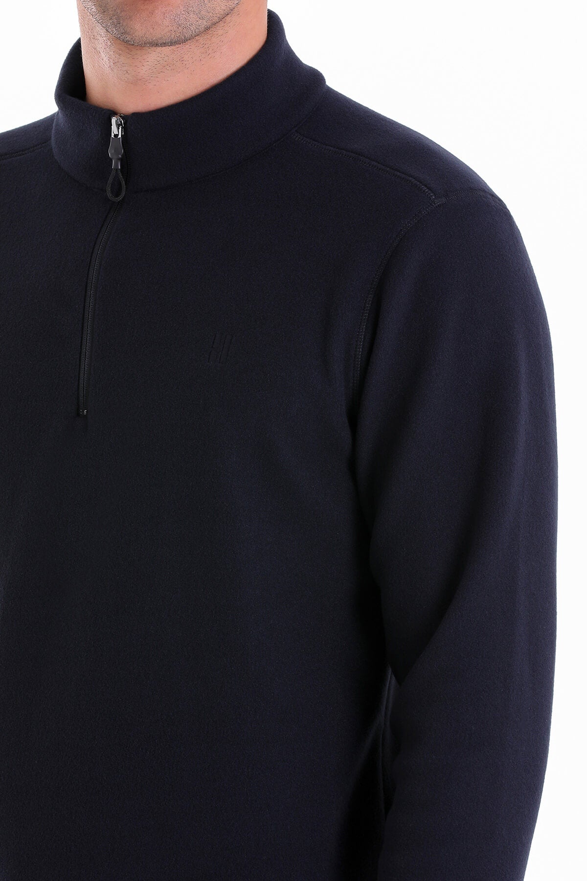 Regular Fit Fleece Navy Mock Neck Sweatshirt - MIB