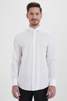 Regular Fit French Cuff Cotton White Tuxedo Shirt - MIB