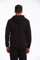 Regular Fit Full-Zip Cotton Blend Black Hooded Sweatshirt