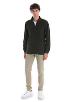 Regular Fit Full Zip Khaki Mockneck Fleece Sweatshirt - MIB