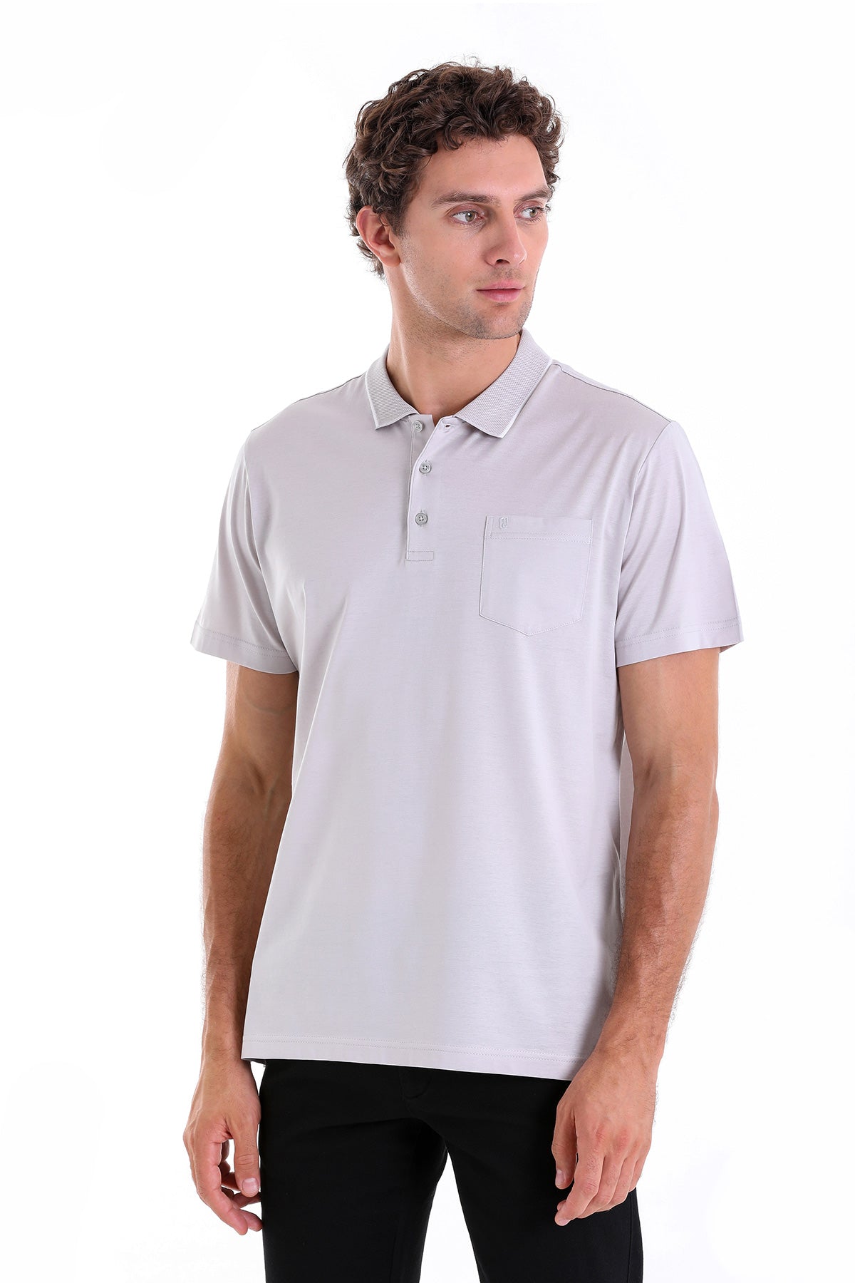 Regular Fit Gray Basic Cotton Polo T-Shirt - MIB