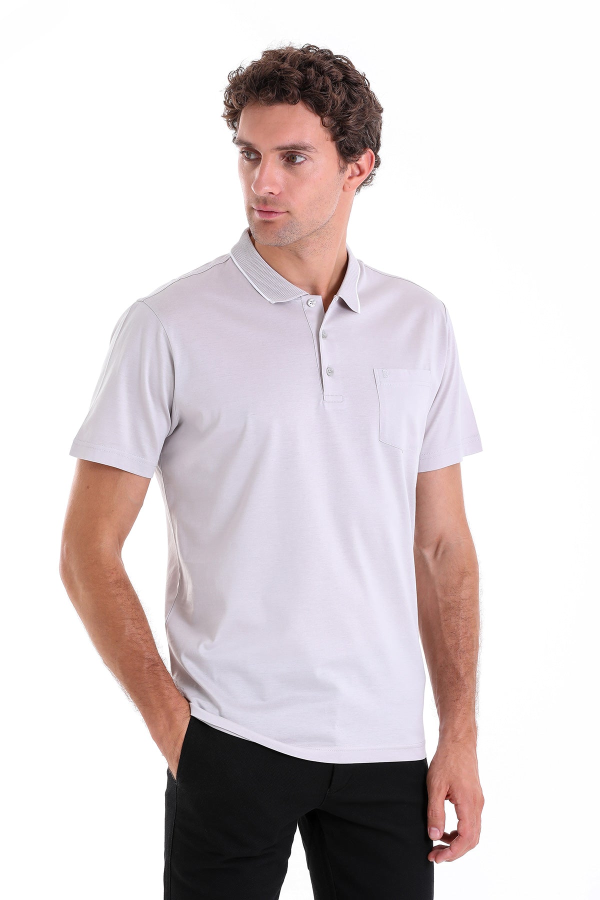 Regular Fit Gray Basic Cotton Polo T-Shirt - MIB