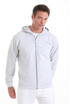 Regular Fit Gray Cotton Blend Zip Up Hooded Sweatshirt - MIB