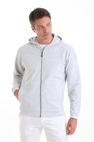 Regular Fit Gray Cotton Blend Zip Up Hooded Sweatshirt - MIB