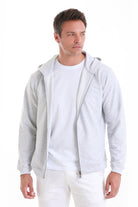 Regular Fit Gray Cotton Blend Zip Up Hooded Sweatshirt - MIB