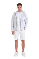 Regular Fit Gray Cotton Blend Zip Up Hooded Sweatshirt - MIB