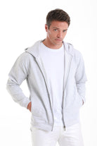 Regular Fit Gray Cotton Blend Zip Up Hooded Sweatshirt - MIB