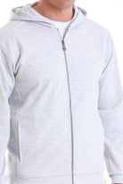 Regular Fit Gray Cotton Blend Zip Up Hooded Sweatshirt - MIB