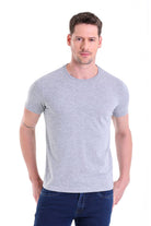 Regular Fit Gray Melange Basic Cotton Crew Neck T-Shirt