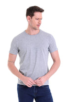 Regular Fit Gray Melange Basic Cotton Crew Neck T-Shirt