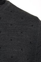 Regular Fit Gray - Navy Wool Blend Crewneck Sweater - SAYKI