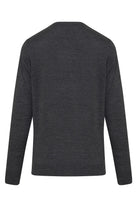 Regular Fit Gray - Navy Wool Blend Crewneck Sweater - SAYKI