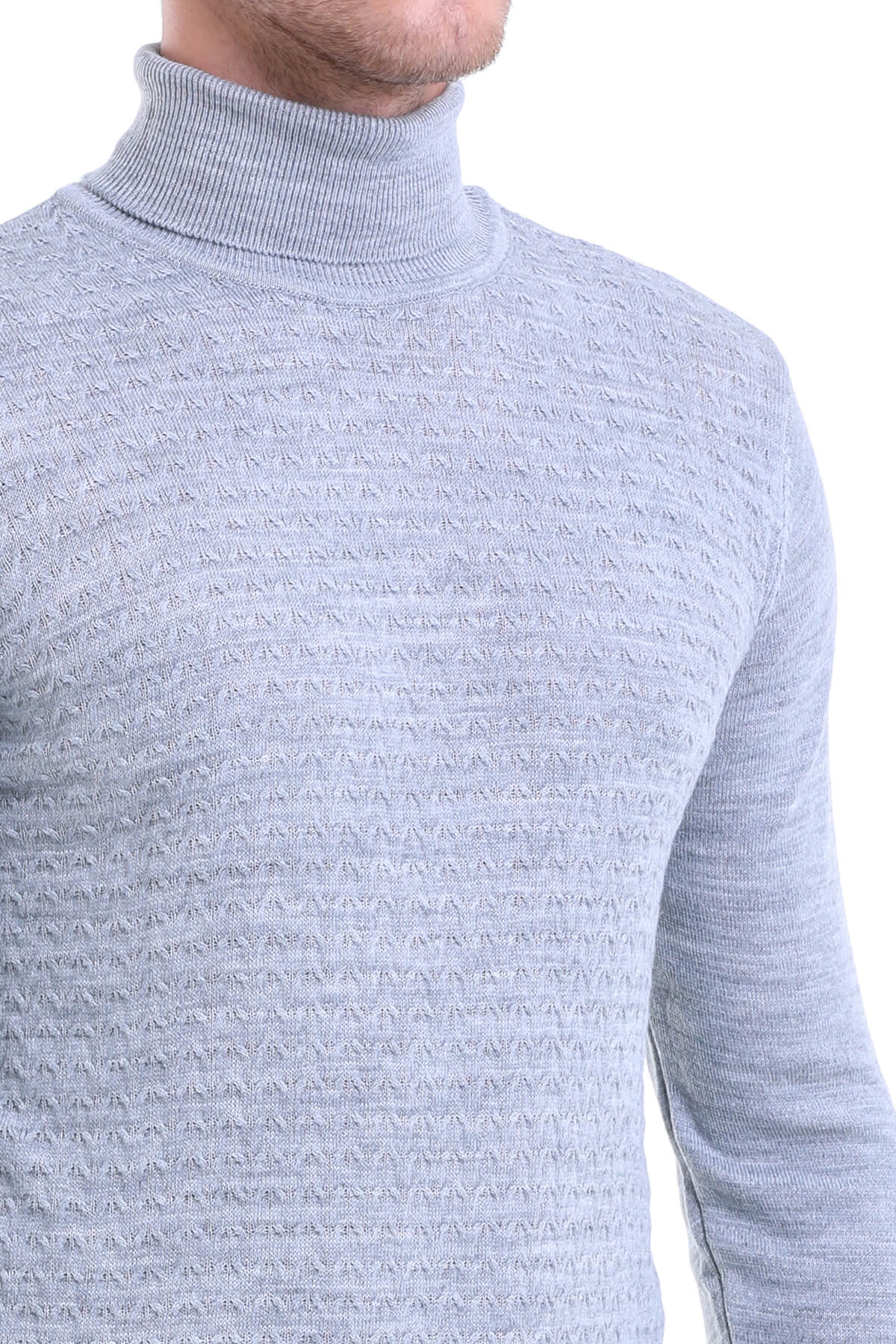 Regular Fit Gray Turtleneck Sweater - MIB