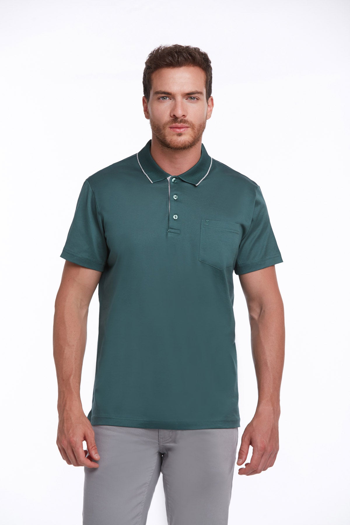 Regular Fit Green 100% Cotton Polo T-Shirt - MIB