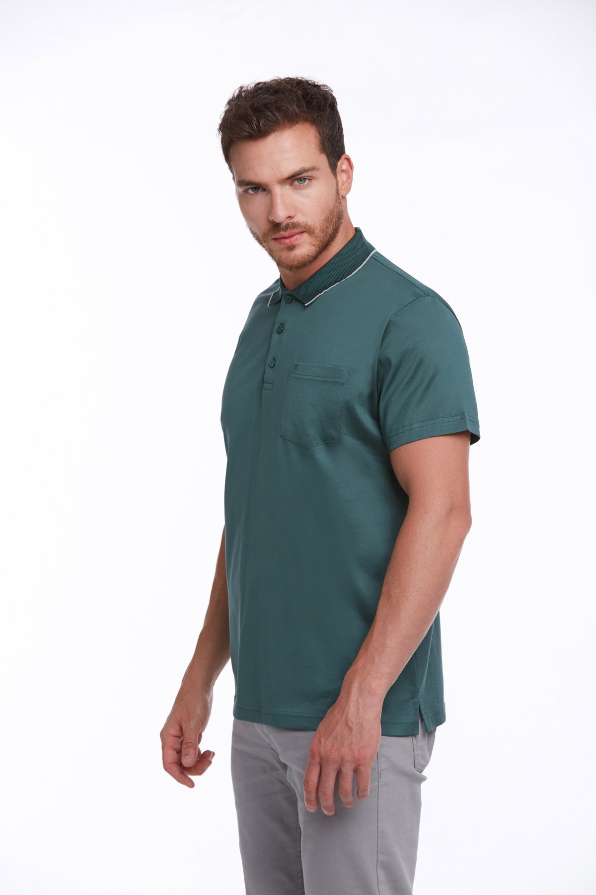 Regular Fit Green 100% Cotton Polo T-Shirt - MIB