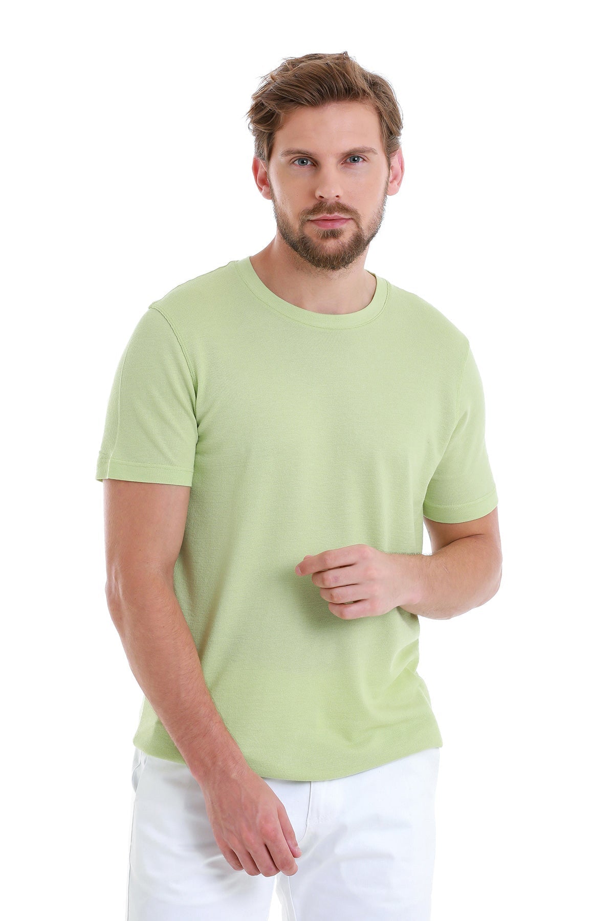 Regular Fit Green Cotton Blend Crew Neck T-Shirt - MIB