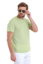 Regular Fit Green Cotton Blend Crew Neck T-Shirt - MIB