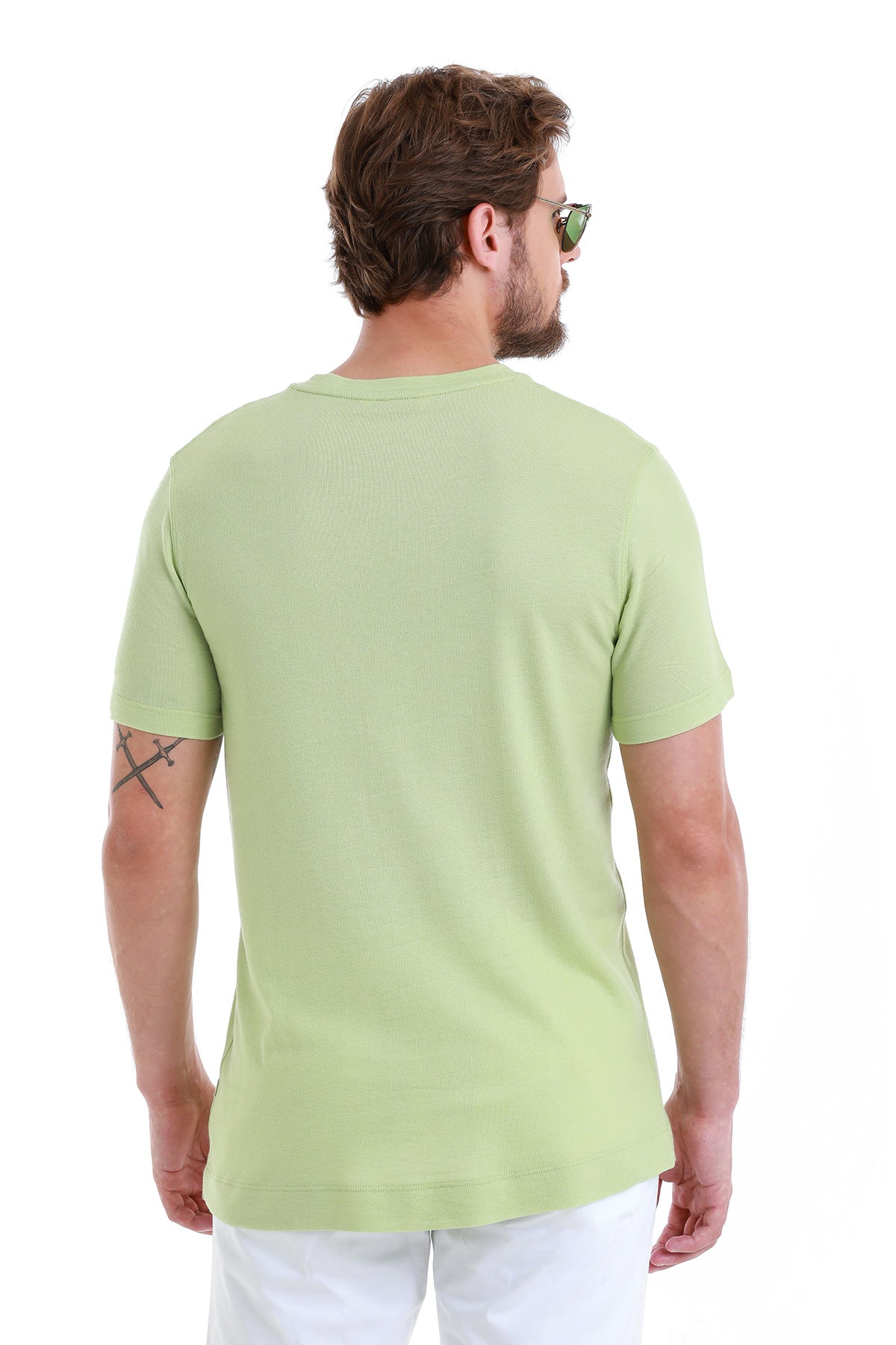 Regular Fit Green Cotton Blend Crew Neck T-Shirt - MIB