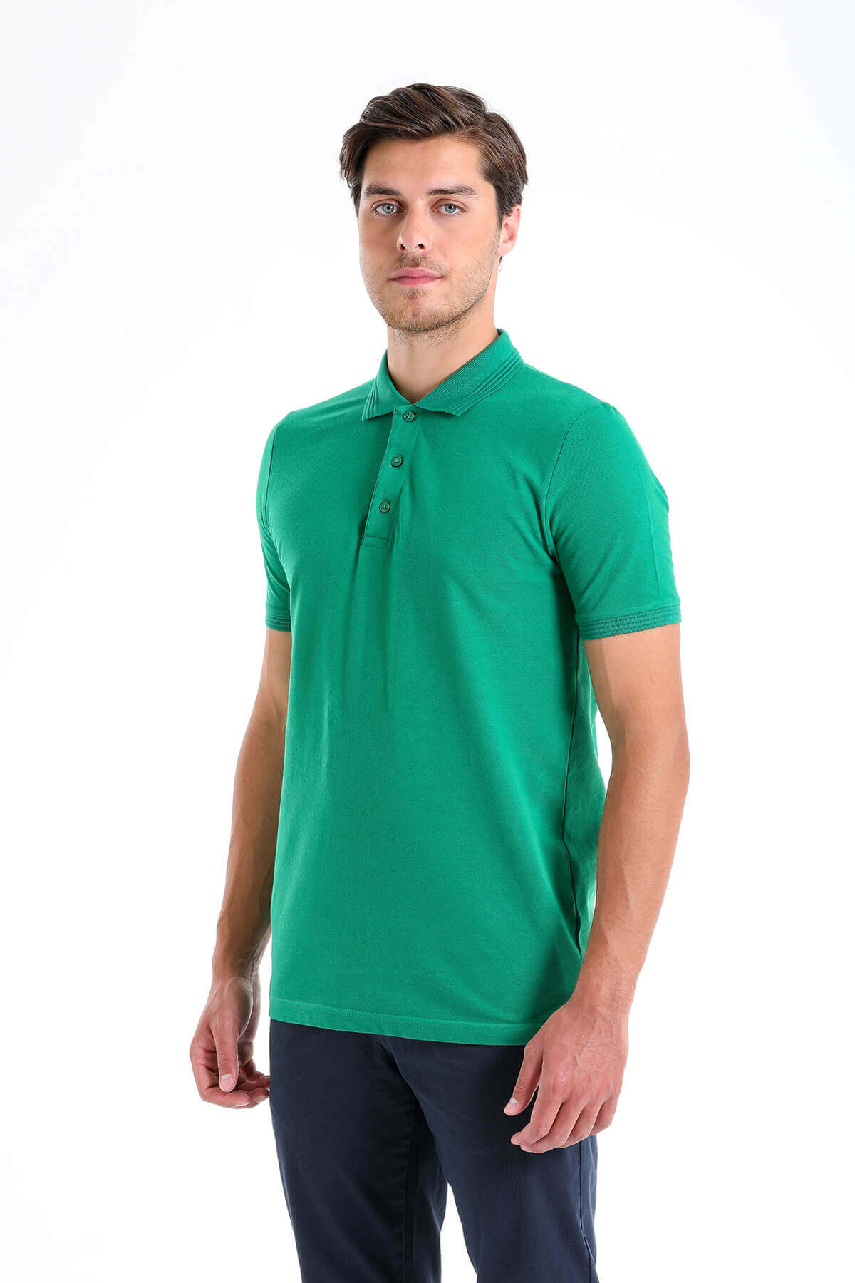 Regular Fit Green Cotton Polo T-Shirt - MIB