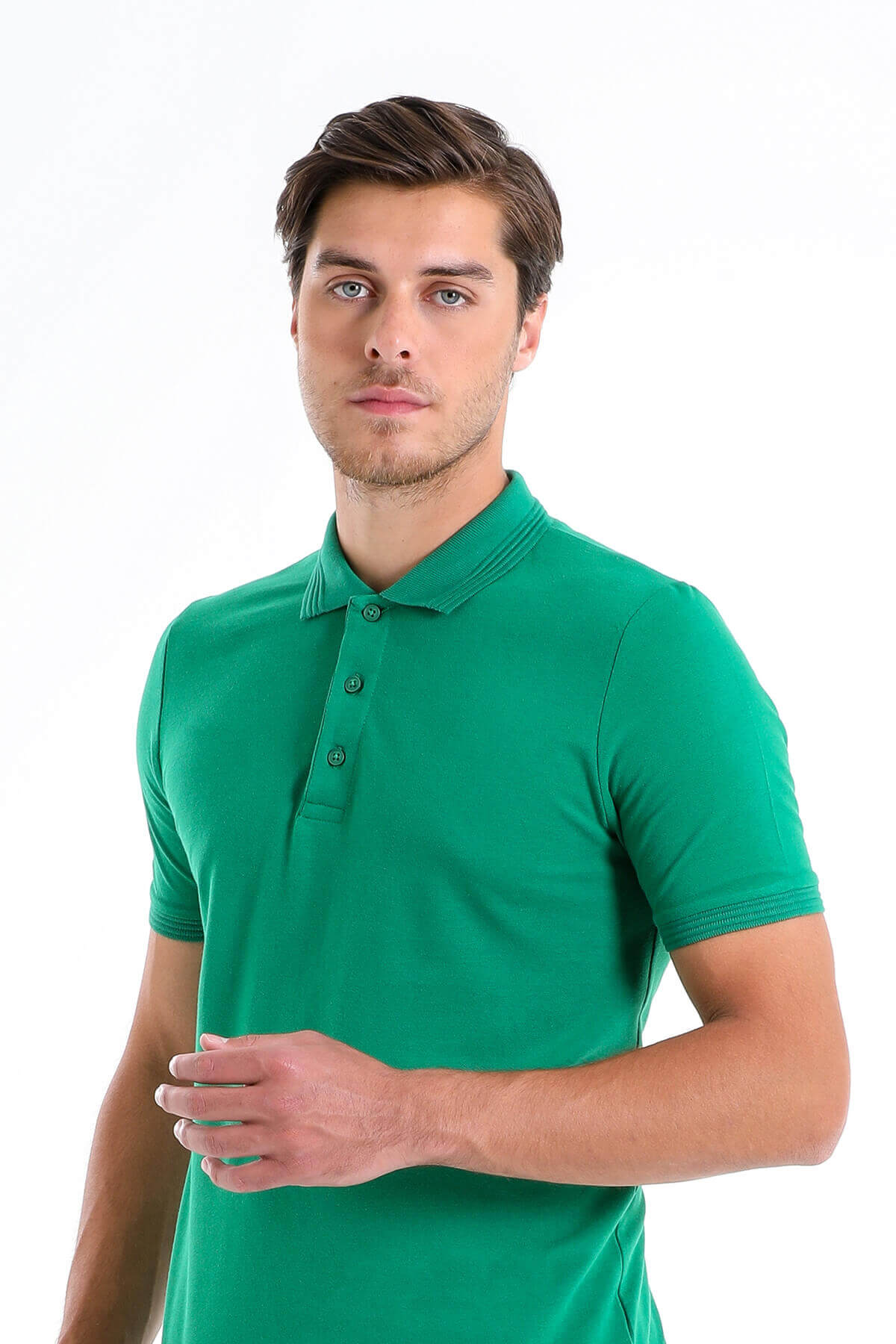 Regular Fit Green Cotton Polo T-Shirt - MIB