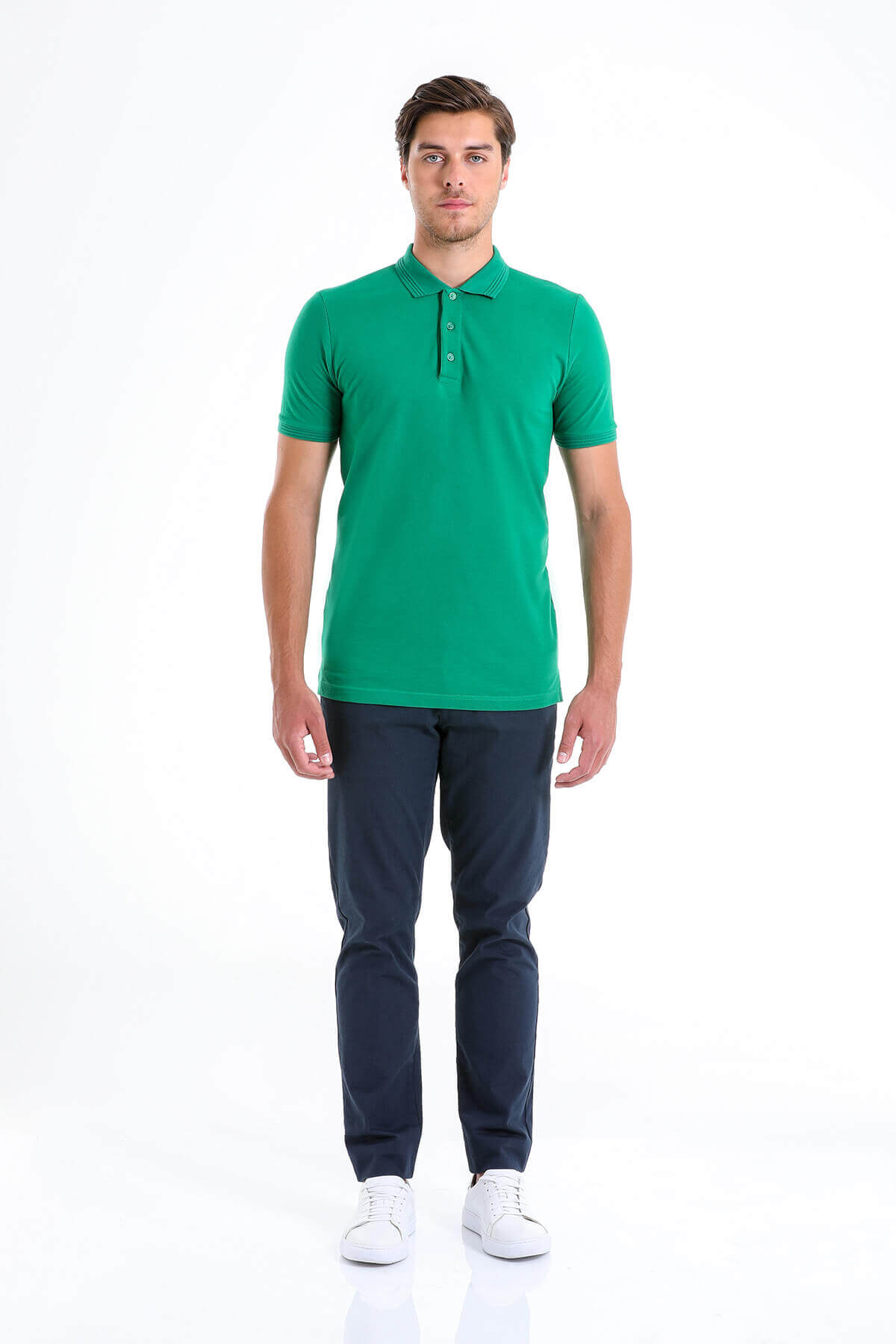 Regular Fit Green Cotton Polo T-Shirt - MIB