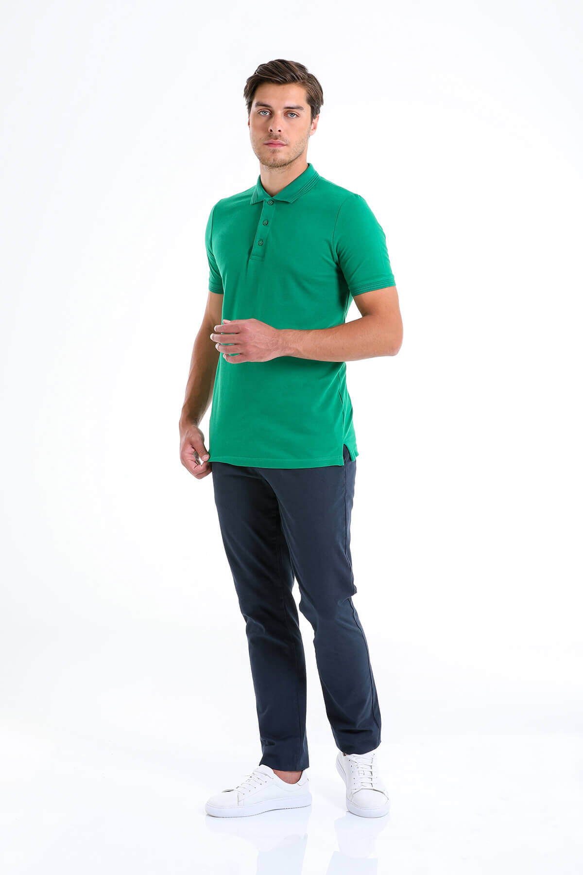 Regular Fit Green Cotton Polo T-Shirt - MIB