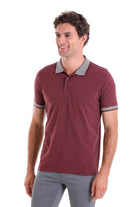 Regular Fit Heathered Cotton Blend Burgundy Polo T-Shirt