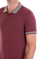 Regular Fit Heathered Cotton Blend Burgundy Polo T-Shirt