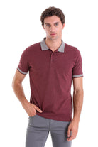 Regular Fit Heathered Cotton Blend Burgundy Polo T-Shirt