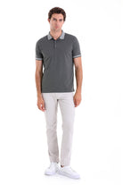 Regular Fit Heathered Cotton Blend Khaki Polo T-Shirt - MIB