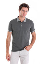 Regular Fit Heathered Cotton Blend Khaki Polo T-Shirt - MIB