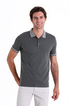 Regular Fit Heathered Cotton Blend Khaki Polo T-Shirt - MIB