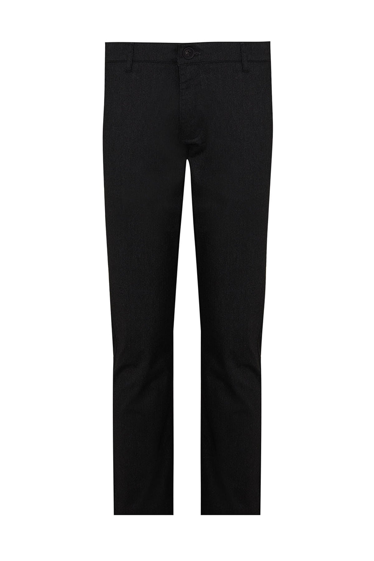 Regular Fit High Waist Black Cotton Casual Pants - MIB