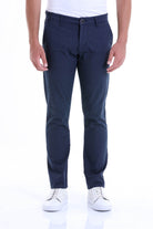 Regular Fit High Waist Navy Cotton Casual Pants - MIB