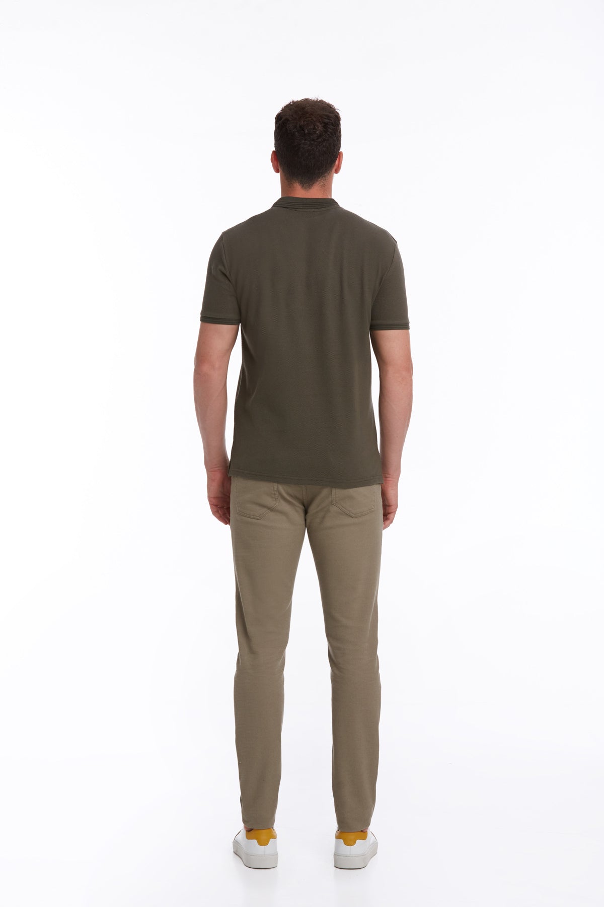 Regular Fit Honeycomb Cotton Blend Khaki Polo T-Shirt - MIB