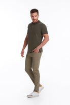 Regular Fit Honeycomb Cotton Blend Khaki Polo T-Shirt - MIB