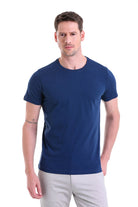 Regular Fit Indigo Basic Cotton Crew Neck T-Shirt - MIB