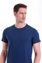 Regular Fit Indigo Basic Cotton Crew Neck T-Shirt - MIB