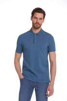 Regular Fit Indigo Basic Cotton Polo T-Shirt - MIB