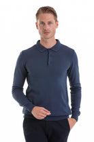 Regular Fit Indigo Polo Sweater - MIB