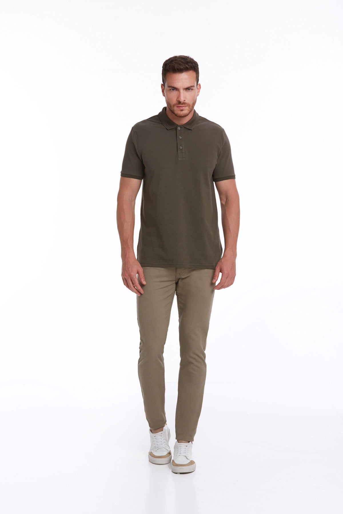 Regular Fit Khaki 100% Cotton Polo T-Shirt - MIB