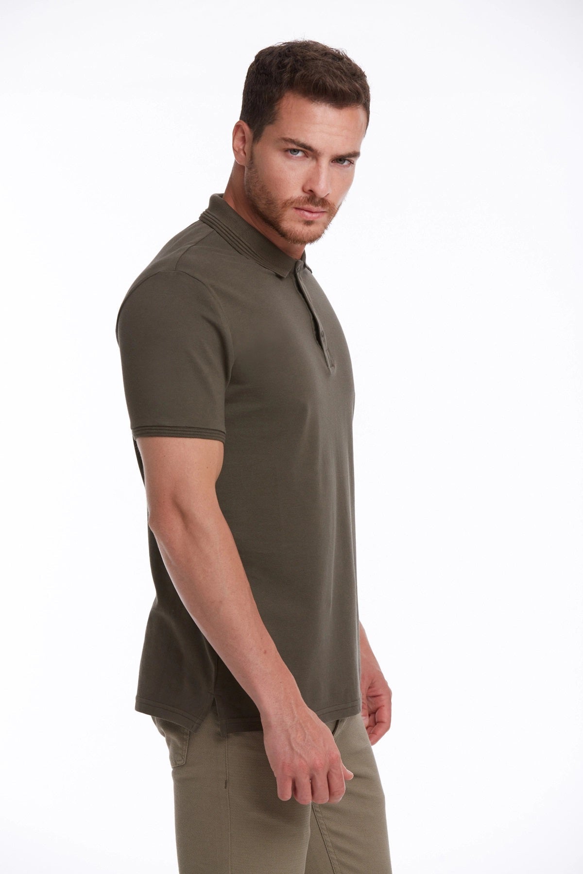 Regular Fit Khaki 100% Cotton Polo T-Shirt - MIB