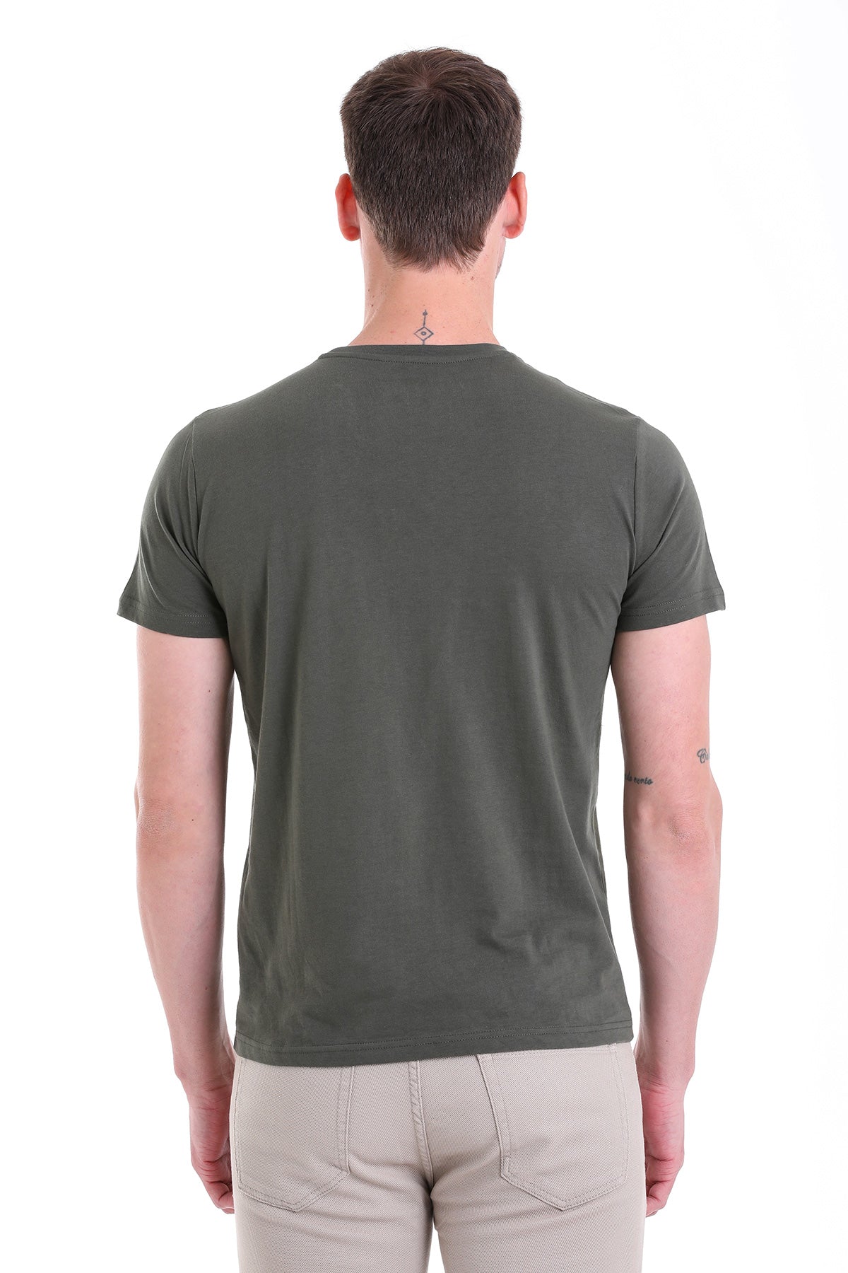 Regular Fit Khaki Basic Cotton Crew Neck T-Shirt - MIB