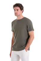 Regular Fit Khaki Cotton Crew Neck T-Shirt - MIB